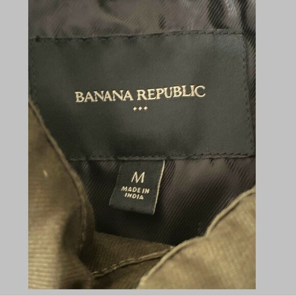 Banana Republic Vest Mens Medium Green Twill Wet Moss Full Zip Button Casual - Picture 6 of 8